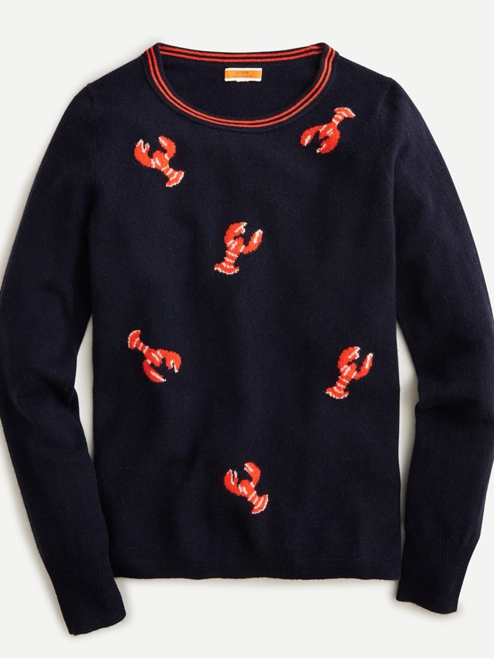 J. Crew Lobster Cashmere Crewneck Sweater Navy